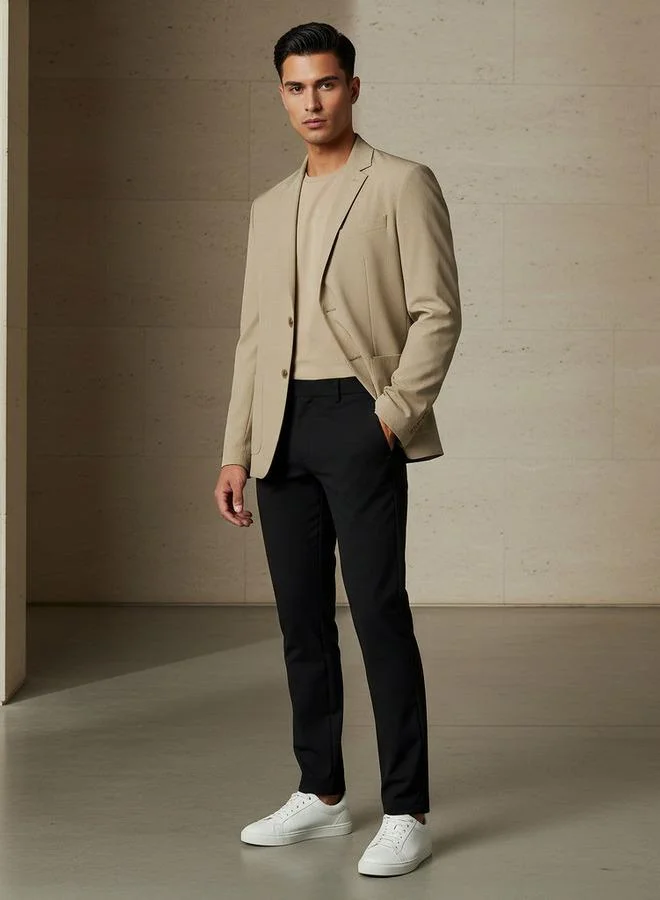 Iconic Iconic Men Slim Fit Notch Lapel Blazer